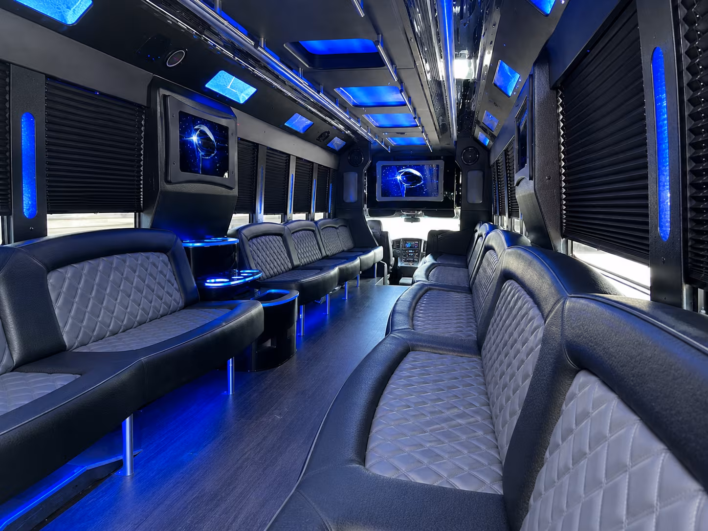 Fresno Bachelor & Bachelorette Transportation party bus interior